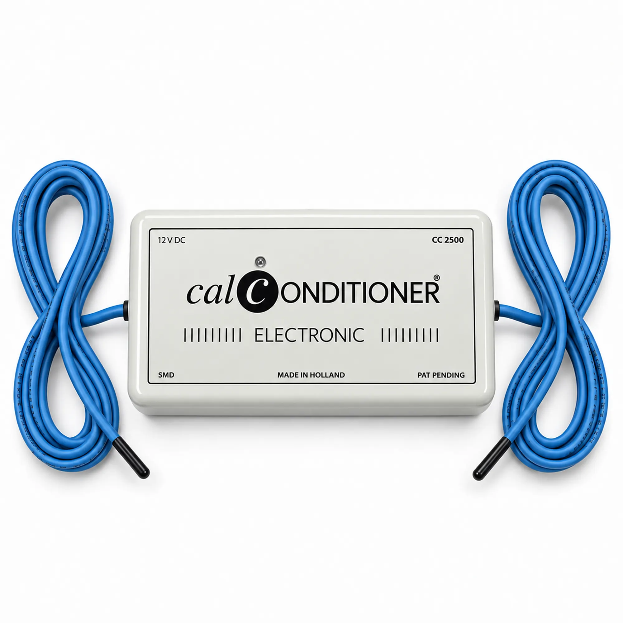 Calconditioner CC2500 elektronischer Entkalker mit zwei blauen Spulenkabeln
